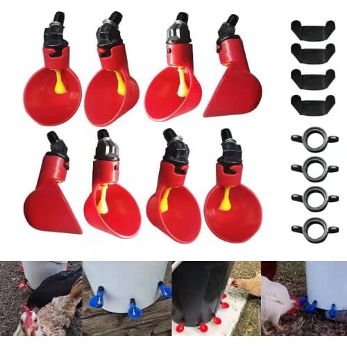 12PCS Chicken Drinker Plastic Livestock Poultry Drinking Cup Water Feeder Farm Animal Supplies Bird Peck Trigger to Fill Bowl