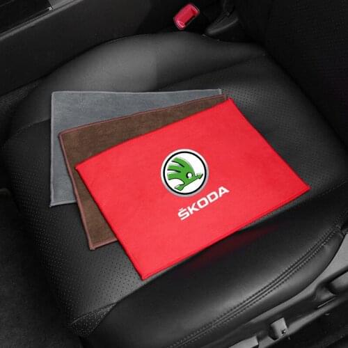 For Skoda Logo A7 Tour RS Octavia Fabia Rapid Kodiaq Superb Kamiq Yeti Karoq Kodiak Car Cleaning Towel Microfiber Cloth Styling