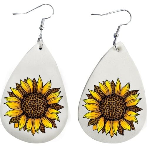 Sunflower Earrings New Faux leather Earring