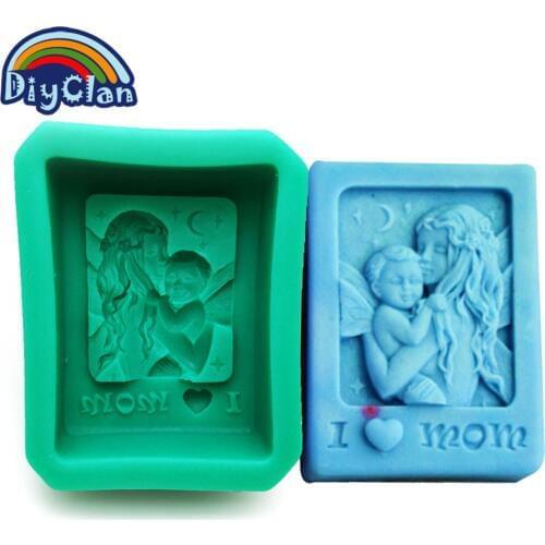 Mothers Day Silicone Soap Mold For Cake Pudding Jelly Dessert Mold Silicon Baby And Mom Chocolate Handmade Soap Mould S0231MZ