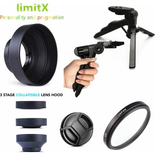 UV Filter 3 stage lens hood mini tripod handhelp for Sony FDR-AXP55 FDR-AX40 FDR-AX53 FDR-AX55 AX53 AX55 AXP55 AX40 Camcorder
