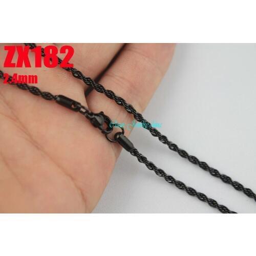 500mm 19.5 Inch stainless steel black colors 2.3mm twist chain man male fashion necklace chains 10pcs ZX182