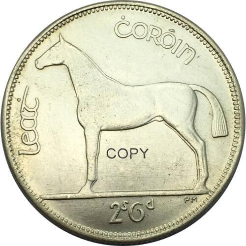 1933 Saorstat Eireann Horse Value Percy Metcalfe 1/2 Crown Ireland Coins Brass Silver Plated Copy Coin Choose Different Color
