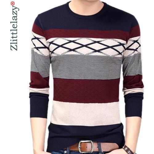 2020 Brand New Casual Thin Striped Knitted Pull Sweater Men Wear Jersey Mensluxury Pullover Mens Sweaters Male Fashions 81003