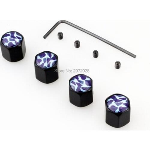 4 x Car Styling Navy Camouflage Color Anti-theft Stainless Wheel Tire Valve Stems Caps Car Wheel Tyre Tire Stem Air Valve Caps