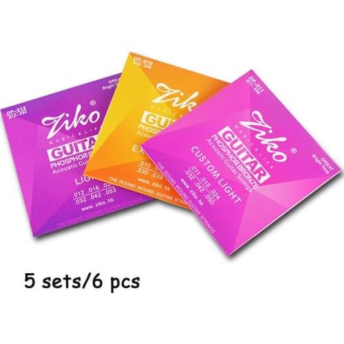 5 Sets ZIKO Acoustic Guitar Strings Hexagon Alloy Core Phosphor Bronze Strings Set Guitar Accessories DP-010/DP-011/DP-012