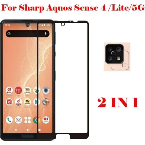 2-in-1 For Sharp Aquos Sense 4 Sense4 4G 5G Lite Tempered Glass Full HD Screen Protector Protective Camera Sharp Aquos Sense 4