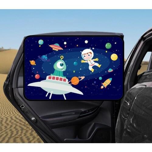 Car Cartoon Cute Spaceman Magnet Side Window Sunshades Windshield Sunshade Rear Side Auto Window Sunshade Cover For Children