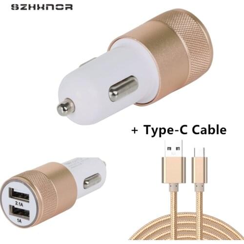 3.1A 2USB Car ChargerMobile Phone Car-charger adapter for Samsung Xiaomi & Type C Micro USB Cable 1m for honor 10 v20 nova 3 4e