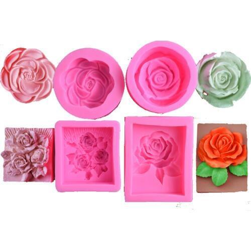 Big Size Rose Flower Silicone Soap Molds Embossed Peony Flowers Decoration Handmade Loaf Soap Making Mould