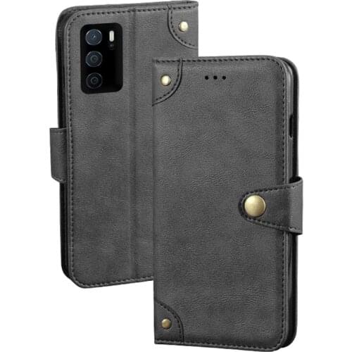 For Oppo A16 Case 6.52" Retro Magnetic Flip Wallet Leather Capa Case For Oppo A16 CPH2269 Cover Unique Metal Buckle Design