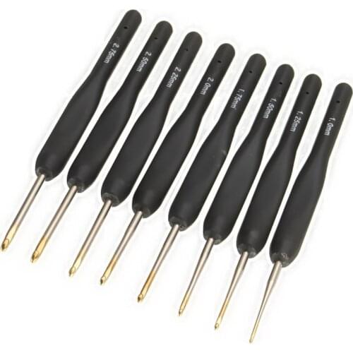 8Pcs / Set Black Knitting Needles Plastic Handle Crochet Hooks for Knit DIY Craft Loom Tool Weaving Kit Braid
