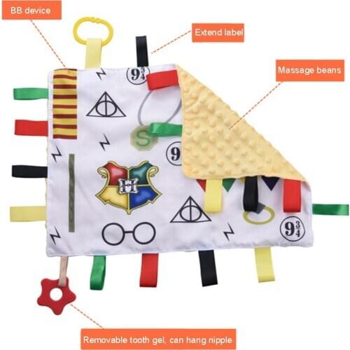 Infant baby label comforting towel massage bean tooth gum comforting towel multi-touch BB newborn comfort toy gift