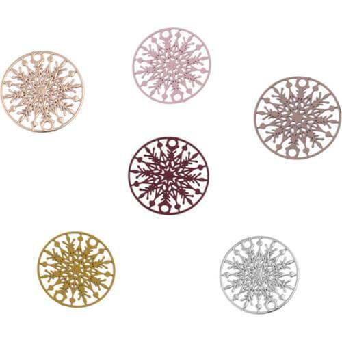 DoreenBeads Copper Filigree Stamping Connectors Round Colorful Christmas Snowflake Jewelry DIY Findings Charms 20mm Dia., 10 PCs