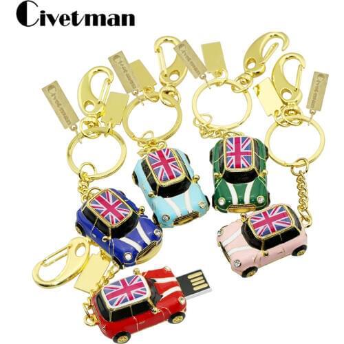 Cartoon USB Flash Drive Mini Cooper Car Model Pendrive 4GB 8GB 16GB 32GB 64GB 128GB 256GB USB 2.0 Memory Stick Pen Drive U Disk