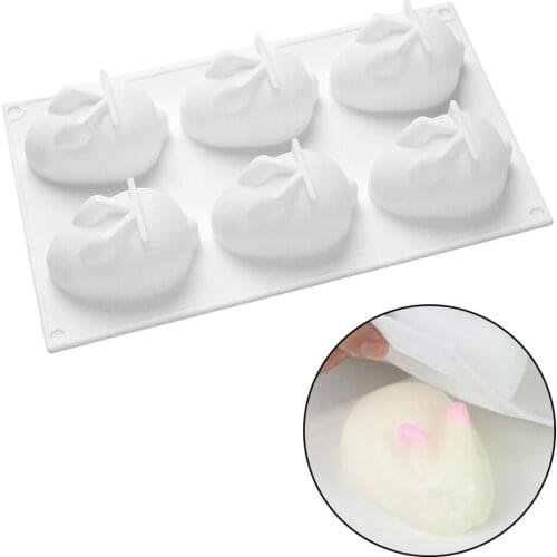 6 Grids Easter Rabbit Bunny Cake Baking Mold DIY Chocolate Mold Soap Mold for Chocolate, Candies,Kitchen Baking Tool