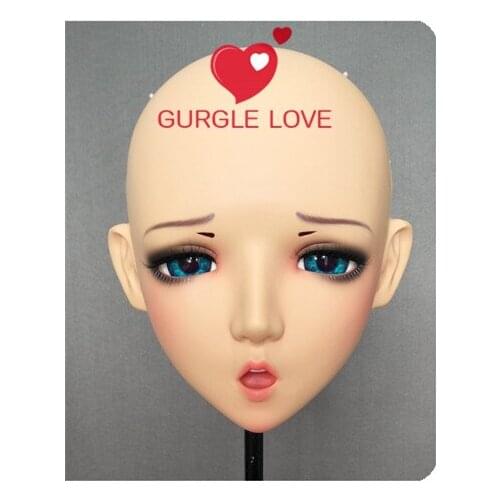GL091) Sweet Girl Resin Half Head BJD Kigurumi Mask With Eyes Cosplay Anime Role Lolita Mask Crossdress Doll
