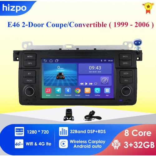Hizpo Android 10.0 Carplay Android AutoRadio Car Stereo Multimedia Player For BMW E46 Coupe (M3 Rover) 316i 318i GPS no 2din dvd