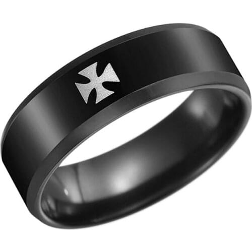 MOREDEAR Titanium Steel Cross Ring for Men and Women Personalized Ring Customize Ring Engraved Ring