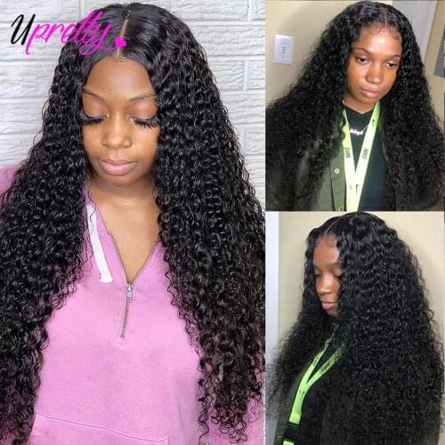 Upretty Curly Lace Closure Wig Brazilian 4x4 Lace Closure wigs Remy Glueless Wigs For Black Women