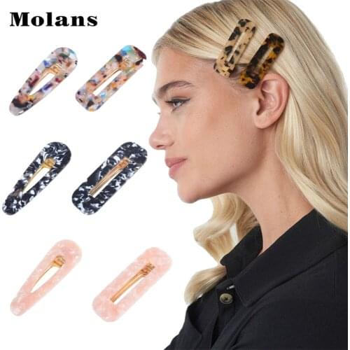 MOLANS Candy Acrylic Hairpin Marble Leopard Print Hair Clips 2020 Women Girls Hair Barrettes Acetate BB Clips Hair Accessories