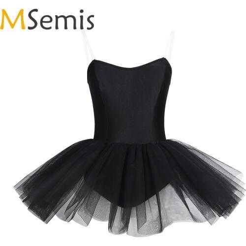 MSemis Women Black Swan Costume Tutu Skirts Ballet Dress Built In Shelf Bra Ballerina Professional Dancewear Gymnastics Leotard