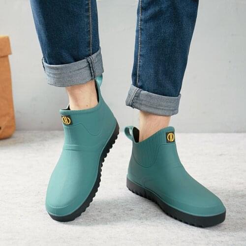 Men Rubber Rain Shoes Slip On Waterproof Low-Heel Tube PVC Rain Boots Work 2020 Hot Sale Mens Boots yui89