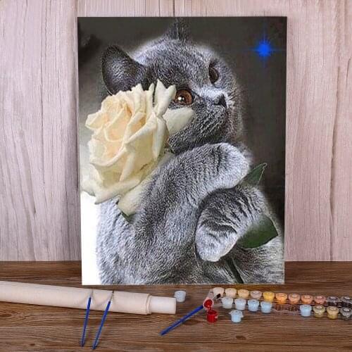 Animal Cat Coloring By Numbers Painting Kit Oil Paints 50*70 Painting On Canvas Decorative Paintings Crafts Adults Drawing
