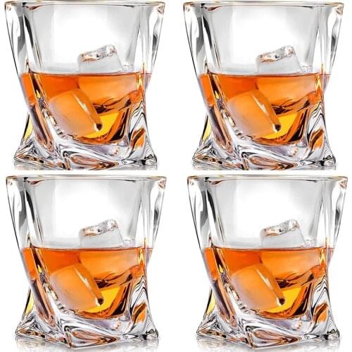 Set of 4-320ml Clear Crystal Whiskey Glass Glassware for Whiskey Beer Drinking Cup Wine Glass