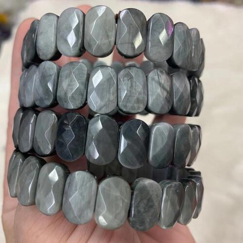 Natural hawk eye/ gray tiger eye stone beads bracelet natrural gemstone bangle fine jewelry for woman for gift wholesale