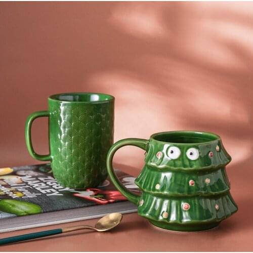New Creativity Christmas Tree Mug Cute Milk Coffee Ceramics Cup Personality Home Decoration Gift for Friend and Family