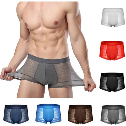 New Solid Color Mans Underwear Boxer Ultra-thin Transparent Sexy Hot Erotic Ultra-thin Jockstrap Men Underpants With Low Waist