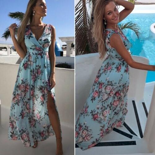 New Women Floral Maxi Dress Prom Evening Party Summer Beach Casual Long Sundress