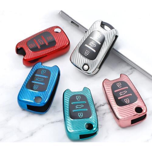 New Full Cover Carbon Fiber TPU Car Key Case Remote Key Shell For Hyundai i20 i30 ix35 For Kia Ceed Picanto Sportage Accessories