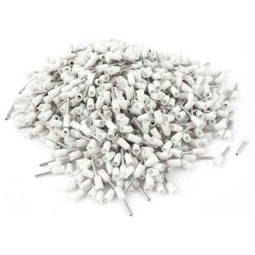 Wire Crimp Insulated Ferrule Pin Cord End Terminal AWG22 with 1000 Piece,White+silver