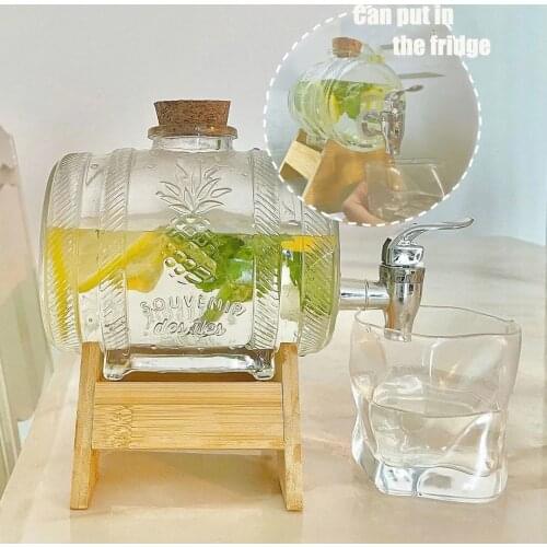 Office Wine Beer Teapot with Faucet High Capacity Glass Water Jar Juice Lemonade Cold Water Transparent 1000ml Water Pitcher