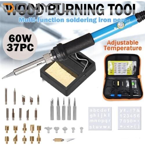 60W Adjustable Temperature Electric Iron Sculpture Welding Tool Soldering Iron Holder Set