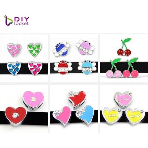 8MM Heart Slide Charms (10 pieces/lot) Fit DIY Wristband Belt & Bracelet LSSC28-157