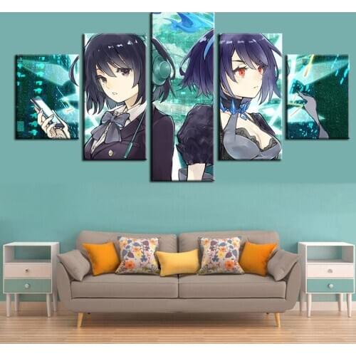 Hang Picture HD Anime Poster Wall Fashion Modular 5 Set Anime Girl Game Canvas Painting Printed Home Decor Background Art Framed