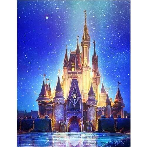 Full image inlaid 5D diamond painting art castle DIY round diamond embroidery kit home decoration 40*50cm