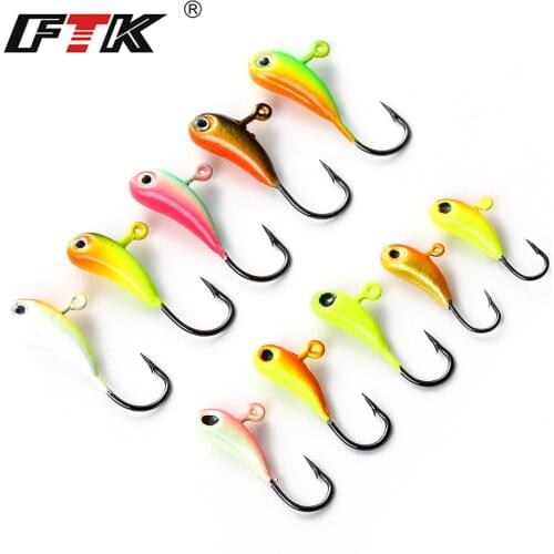 FTK 1.2g/1.6g/1.7g 5Pcs/pack Small Winter Ice Fishing Lure With Barded Sharp Hook Marine Cut For Frozen Water Fishing