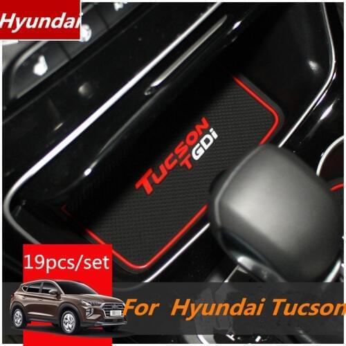 For Hyundai Tucson 2019 Door Slot Pad Mat 3D Rubber Mat Interior Cup Cushion Groove Mat Lnterior Anti Slip Car Styling