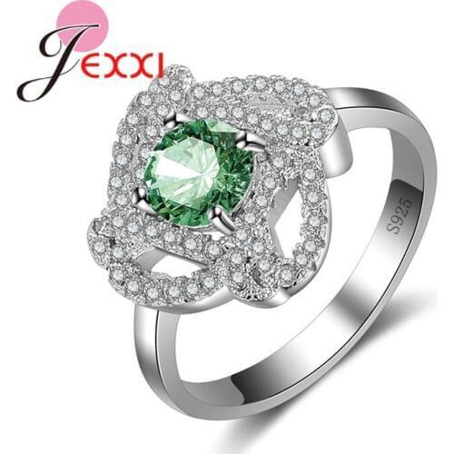Clear Micro Zircons Paved Crystal Rings Fashion Bridal Wedding 925 Sterling Silver Jewelry Bands Engagement Ring Women