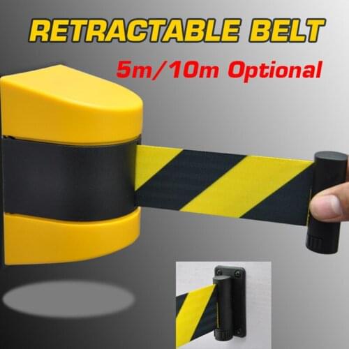 Max 10m Belt Length Wall Mounted Retractable Belt Barrier With Yellow / Black Striped Caution Belt for Separated Region