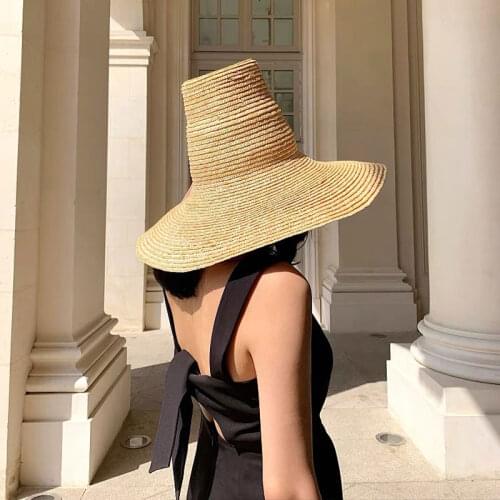 Catwalk Custom Summer Hat Women Men Retro Pointed High Wide Brim Sun Viosrs Casual Natural Straw Handmade Fedora Fashion Chapeu