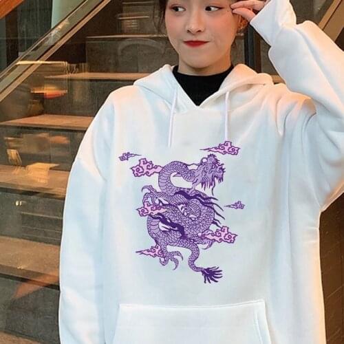 Harajuku Hoodies Dragon Print sweatshirt Women hoodie Cute Hip hop Kawaii Harajuku Oversized kawaii womens tops clothes