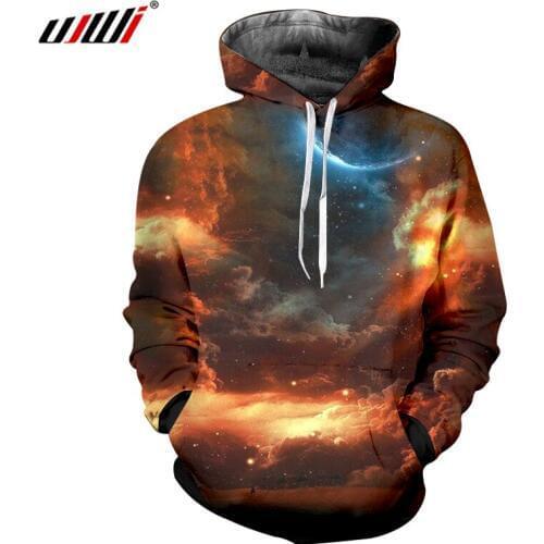 UJWI Dropshipping Hoodies Man Hip Hop Punk Style Hooded Pullovers Mens 3D Cool Print Starry Star Hoodie Sweatshirts Hood Blouse