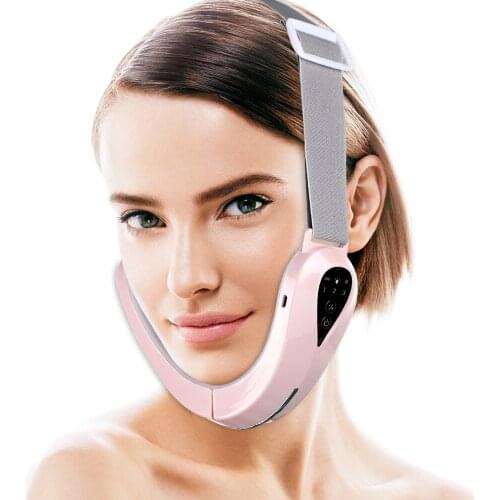 Facial Massager V-Line Lift Up Belt Chin Lift Belt Machine Red Blue Light LED Face Slimming Vibration Massager Face Lifting
