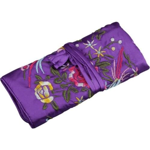 Oriental Silk Jewellery Roll Wrap Jewelry Pouch Organizer Travel Storage Case