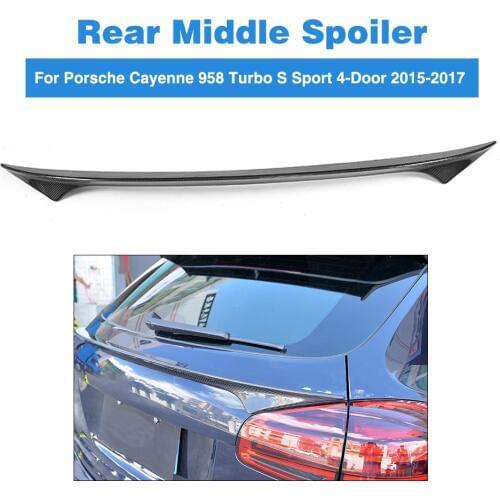 Carbon Fiber Rear Middle Spoiler Wing for Porsche Cayenne 958 Turbo S Sport 4-Door 2015-2017 Trunk Boot Lip Spoiler